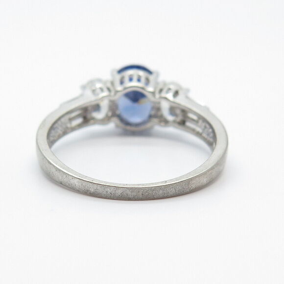 925 Sterling Silver White & Blue C Z Ring Size 8.75 - Picture 5 of 8